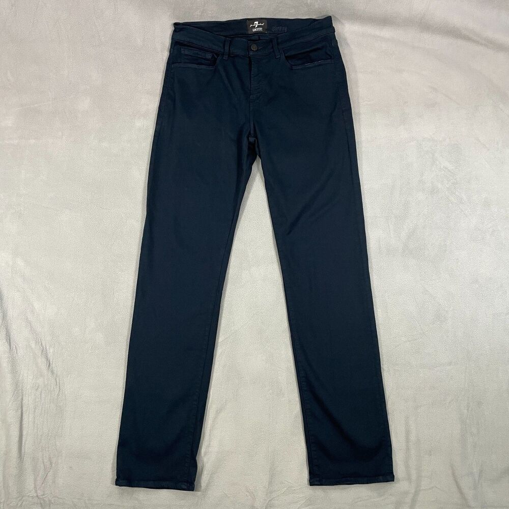 7 For All Mankind Jeans Mens Size 34x33 Blue Slimmy Luxe Sport Stretch Straight